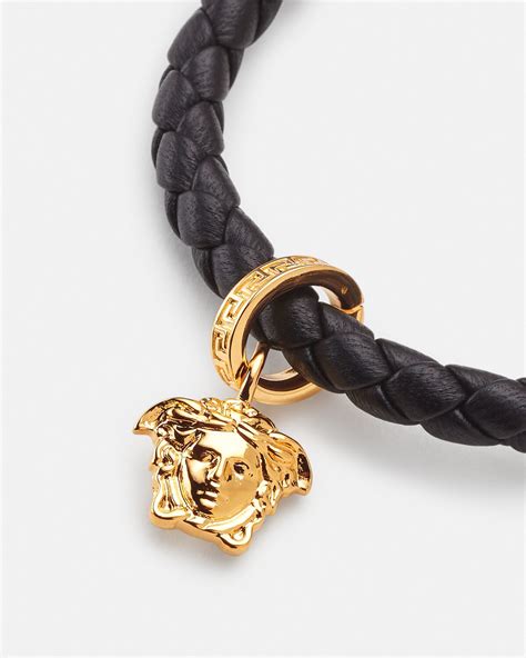 versace bangles|versace braided leather charm bracelet.